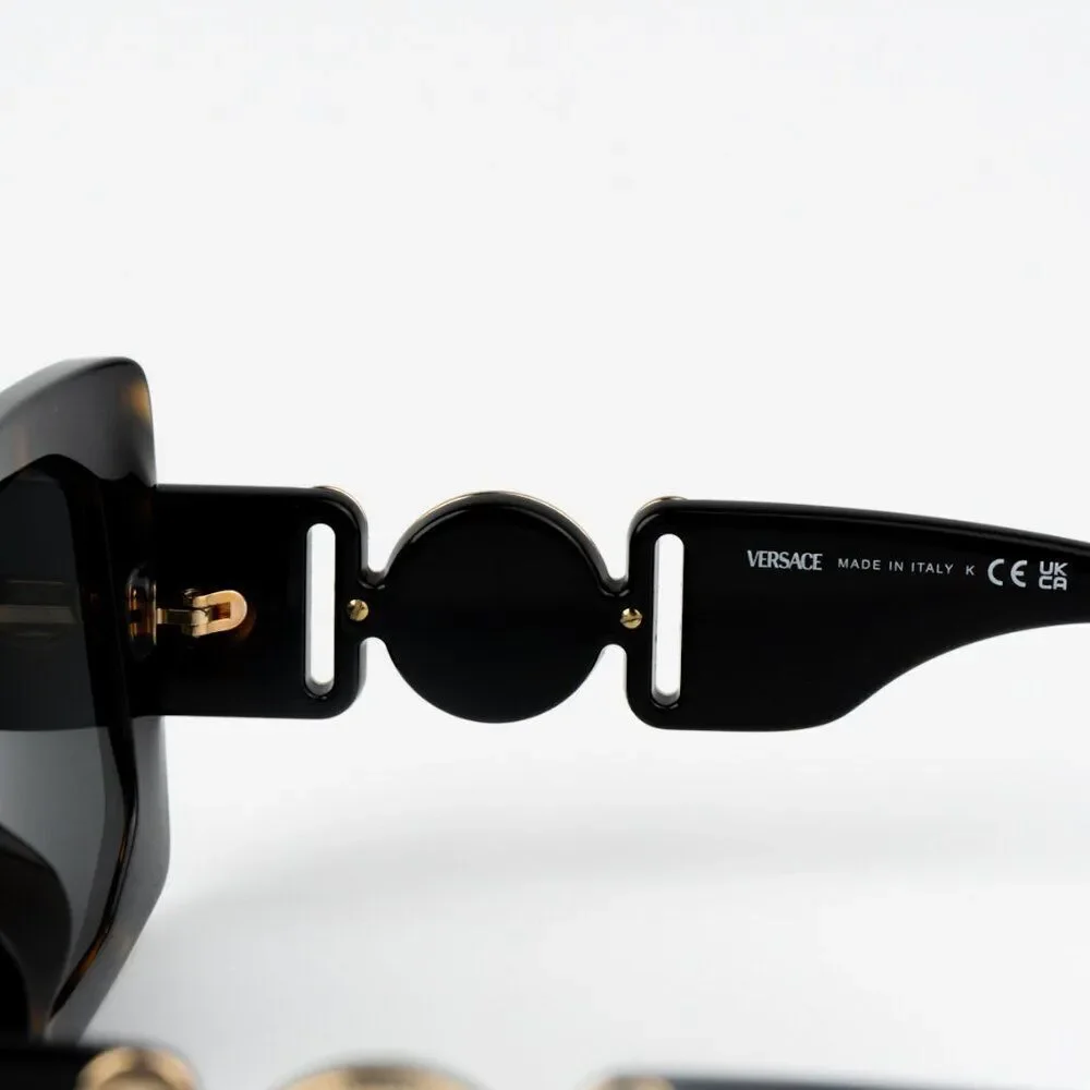 NEW Versace VE4478U 108/87 Havana Dark Grey Square Women Sunglasses